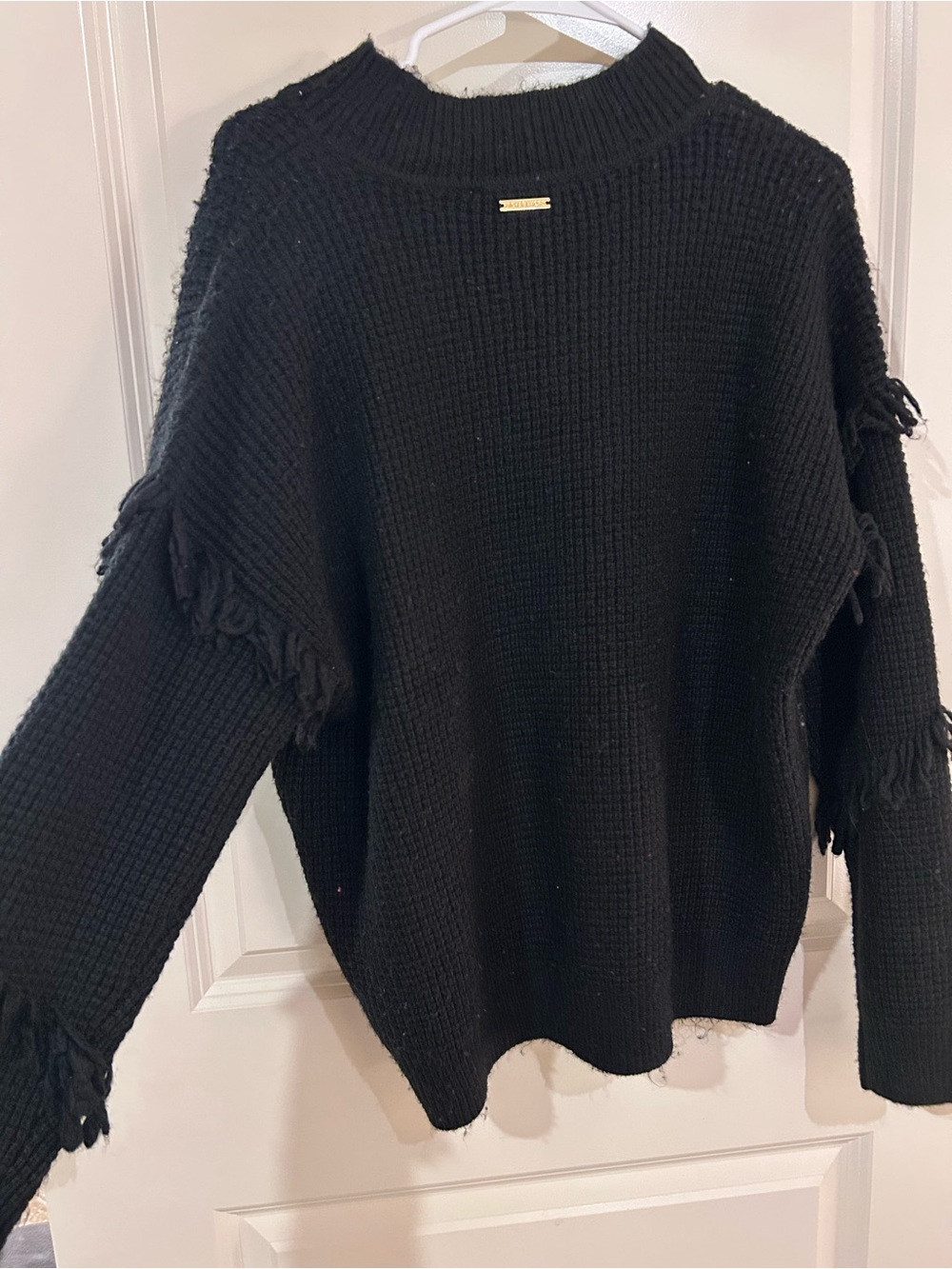 Michael Kors Black Fringe Knit Sweater